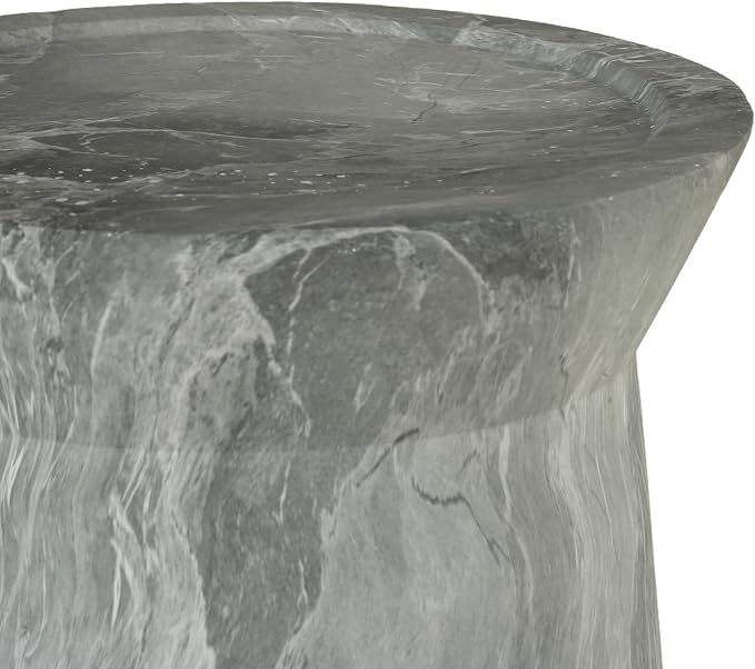 Outdoor Side Table Round Concrete Side Table Faux Stone End Tables Cement Accent Tables Patio Garden Stool Plant Stand for Porch, Backyard Balcony,12.8",Grey