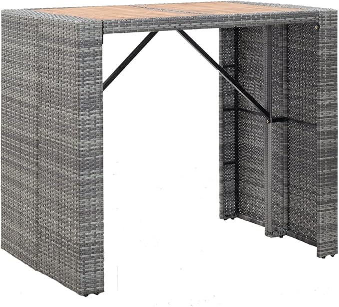 Patio Bar Set with Cushions,Patio Lounge Set,Outdoor Furniture,Outdoor Furniture Sets,Patio Conversation Sets,for Garden,Deck,Backyard,5 Piece Poly Rattan Gray