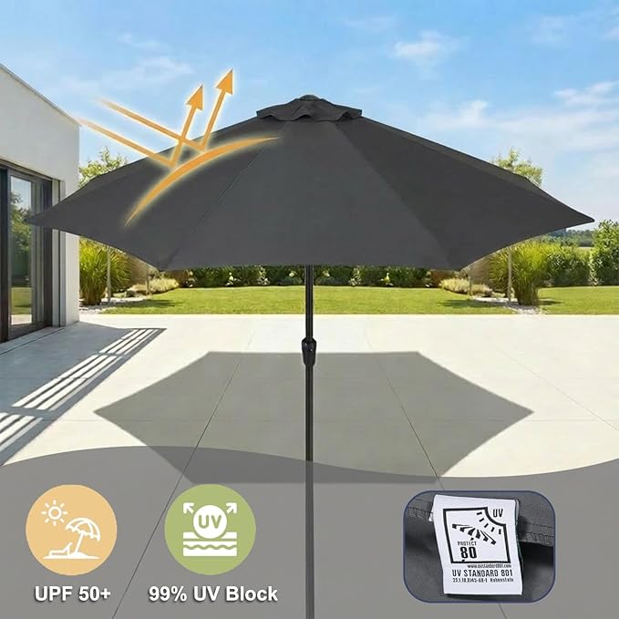 BPS Patio Umbrella Replacement Canopy for 9 ft 8 Ribs Table Umbrella, Outdoor Umbrella Replacement for Market Parasol, Canopy Only