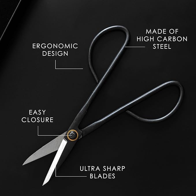 Professional Bonsai Slim Scissors – Japanese Bonsai Shears for Pruning & Trimming Plants, Garden Scissors, Hand Pruners, Bonsai Tools, Plant Trimmers, Gardening Shears & Pruning Tools