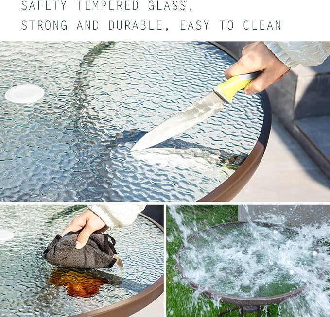 48" Round Glass Table Top with 2 Inch Umbrella Hole, 3/16" Thick Flat Polished Edge Tempered Finished for Patio, and Outdoor Tables, Only Glass (48 inch)