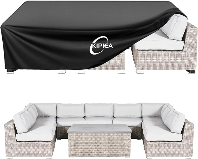 Kipiea Patio Furniture Covers Waterproof Winter, Heavy-Duty Outdoor Furniture Set Covers for Table Chairs, Anti-UV, No Tears or Fading (126" L x 64" W x 29" H)