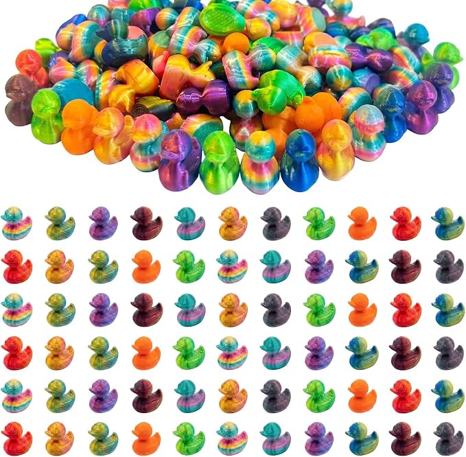 3D Printed Mini Ducks 100 Pack, Color-Shifting Gradient Miniature Duck Figurines to Hide, Tiny Animals Small Little Ducks for Cruise Hiding, Fairy Garden, Micro Landscape & DIY Décor