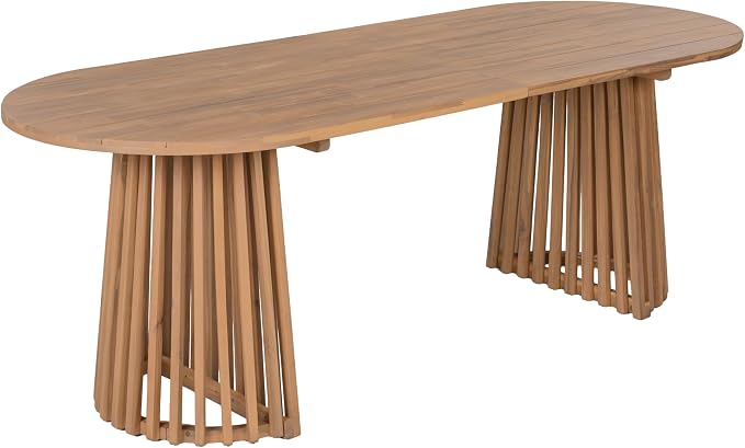 Christopher Knight Home Evana Acacia Wood Dining Table Set for 4, Solid Wood Outdoor Dining Set for 4, Modern Oval Patio Dining Table and Chair Set with Cushions, Brown + Light Teak + Beige