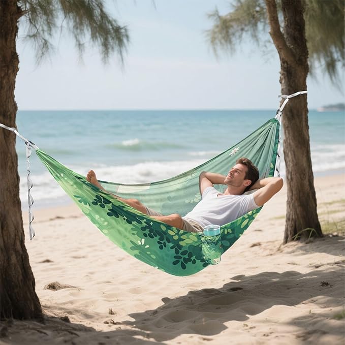 Green Tree Flower Watercolor Envelope 330lb Capacity Hammocks with Hanging Rope Tree Hammock for Patio Backyard Lounge Base capas para la Lluvia