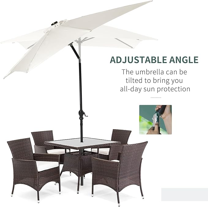 Outsunny 9' x 7' Solar Umbrella, LED Lighted Patio Umbrella for Table or Base with Tilt & Crank, Outdoor Umbrella for Garden, Deck, Backyard, Pool, Beach