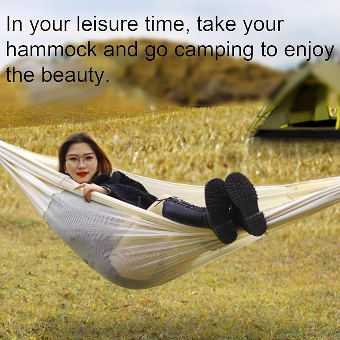 Cotton Hammock Thin and Lightweight Outdoor Camping Travel Multi-Purpose Portable Tree Hanging Hammock(L)