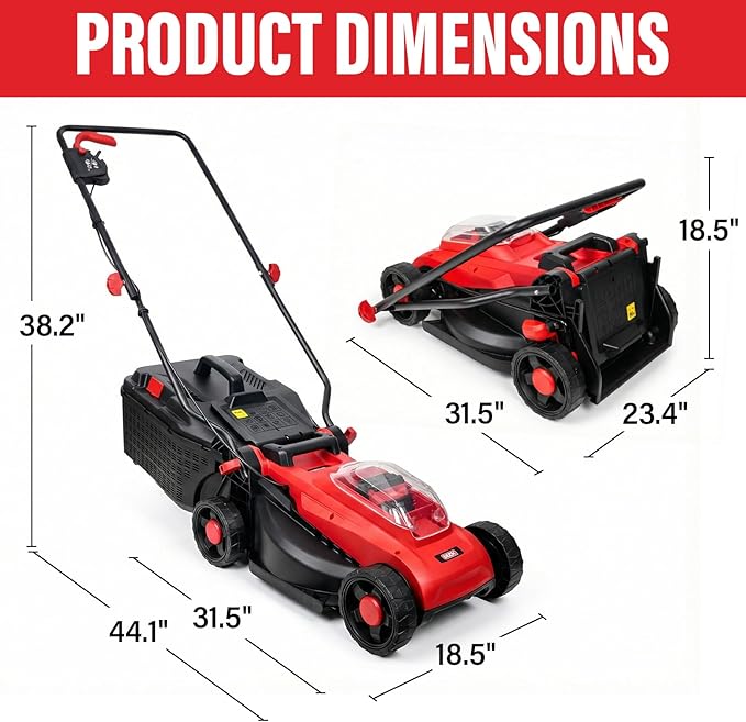 MZK 20V 13" Electric Lawn Mower, Brushless Cordless Lawn Mower with 4-Position Height Adjustment, Walk-Behind Push Mowers with 8 Gallon Grass Bag, 2 x 4.0Ah Batteries & Charger Included, LM13G8