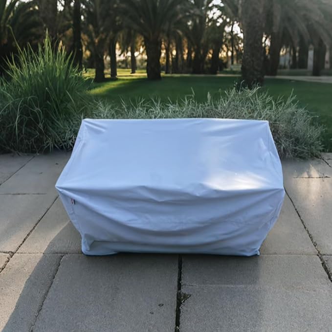 Turtle Life Patio Sofa Cover, Outdoor Heavy Duty Durable UV Water Resistant Anti-Fading Loveseat Cover with 2 Upgrade Air Vents and 2 Buckles, Gray, 60" W x 35" D x 35" H