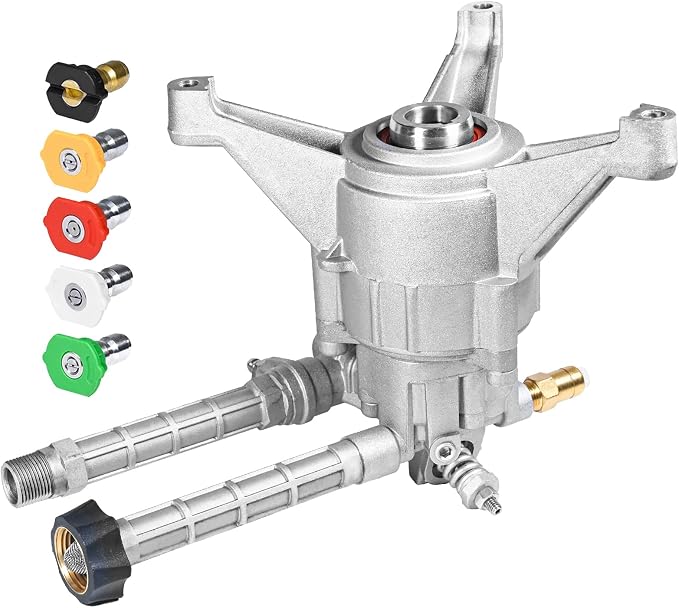 TOOLCY 7/8" Shaft Vertical Pressure Washer Pump, 2500 PSI 2.5 GPM Front Inlet/Outlet Replacement Pump Kit with Nozzles & Hardware, Fits 180-196cc Gas Power Washer for Driveway, Fence, Patio Cleaning