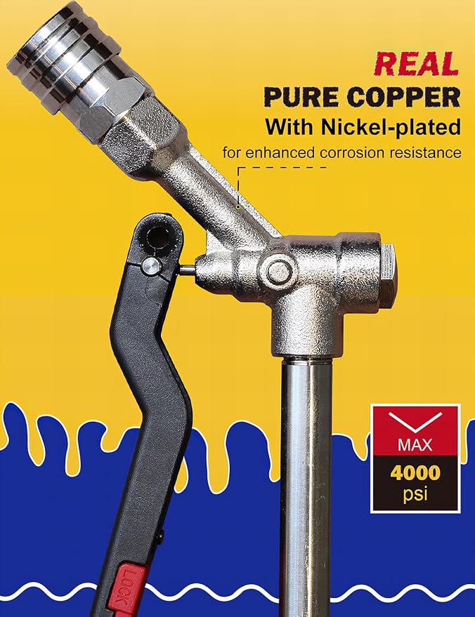 BOSEA Pressure Washer Gun with Swivel Connector, Nickel-Plated Real Copper Valve, Durable Swivel Gun with 1/4” Connector for Foam Cannon or Nozzles and 3/8" Quick Connect for Pressure Washers