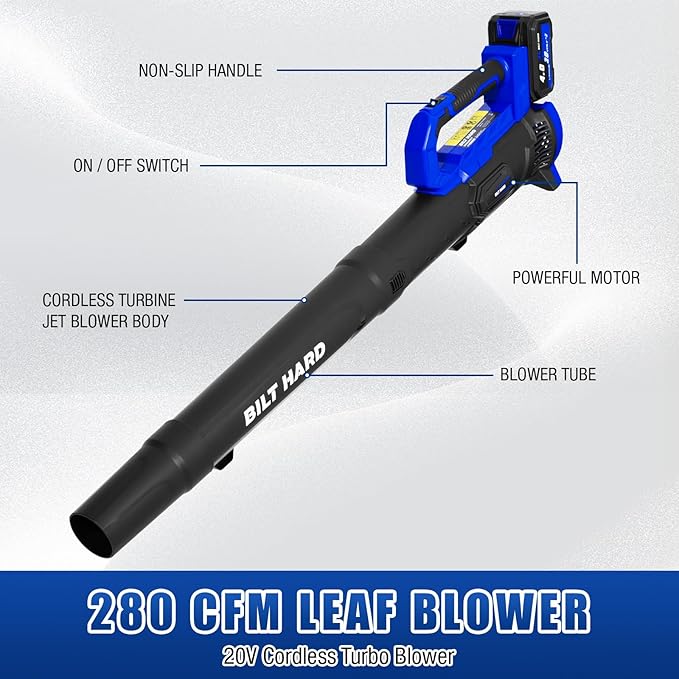 BILT HARD 20V Cordless Weed Wacker & Blower Combo with 2 x 4.0Ah Batteries and Dual Charger, 12'' Electric String Trimmer Edger and Leaf Blower Combo Set