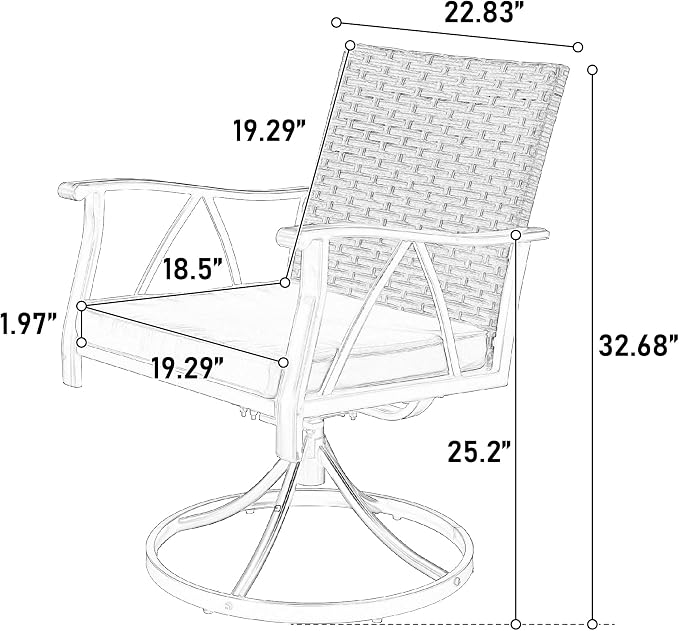 GDFStudio 5-Piece Patio Dining Set,Outdoor Wicker Furniture Set with Swivel Rocker Chairs,Square Steel Table with Umbrella Hole, Cushioned Seating with Removable Covers for Garden,Poolside,Brown Gray