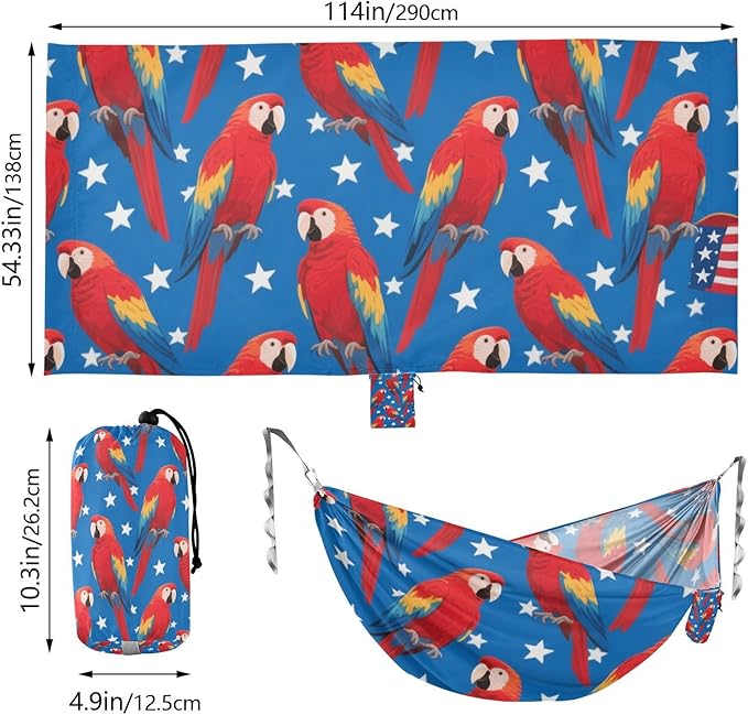 4th of July Independence Day Red Daisy 330lb Capacity Outdoor Hammocks with Tree Straps Hanging Hammock for Camping Travel Accessories hamacas para adultos con soporte