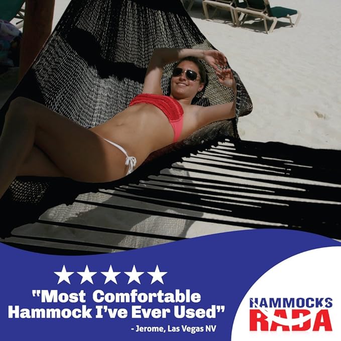 Handmade Yucatan Hammock - Durasol Black - Now New Better Design - More Comfortable