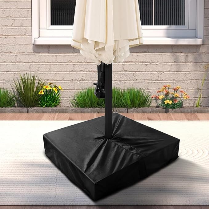 Patio Umbrella Base Cover Heavy Duty Polyester Weather-Resistant Waterproof Outdoor Offset Umbrella Stand Base Covers 36"L x 36"W x 8.5"H Anti-UV Anti-Fade Outdoor Umbrella Base Cover Square (Black)