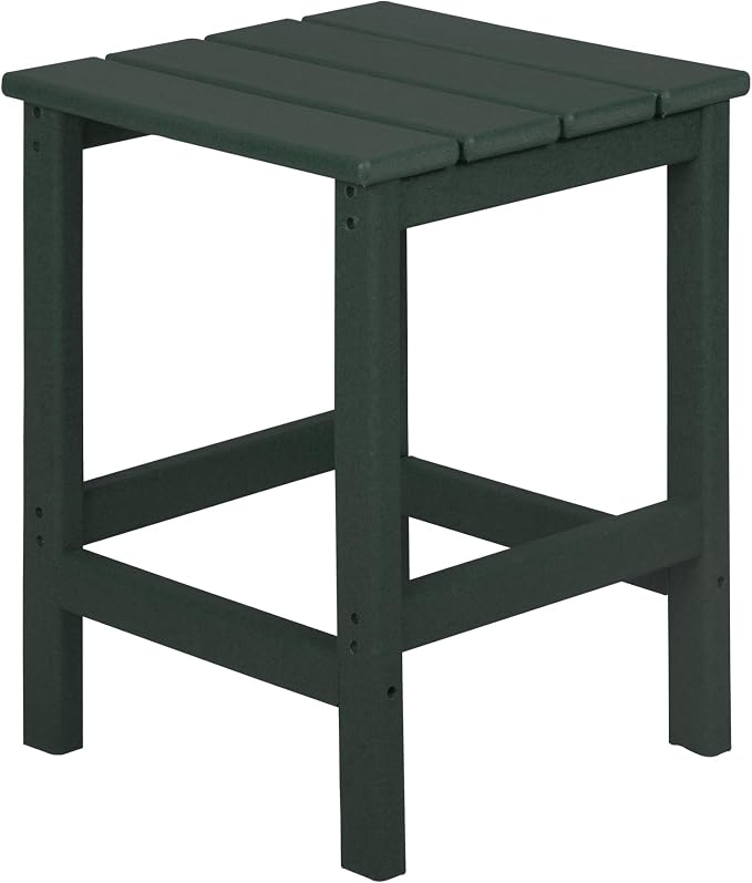 WestinTrends Malibu Square Outdoor Side Table for Adirondack Chair, Dark Green