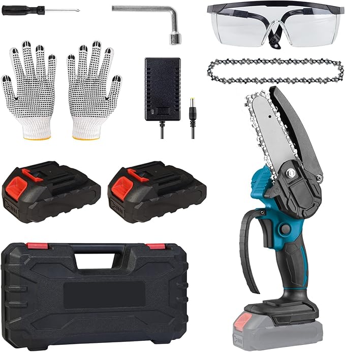 BIG RED ACP01R Torin 4" Mini Cordless Chainsaw: Portable Electric (Battery Powered) Handheld Chainsaw for Wood Cutting, Garden Pruning, Tree Pruning and Shrub Pruning, Blue