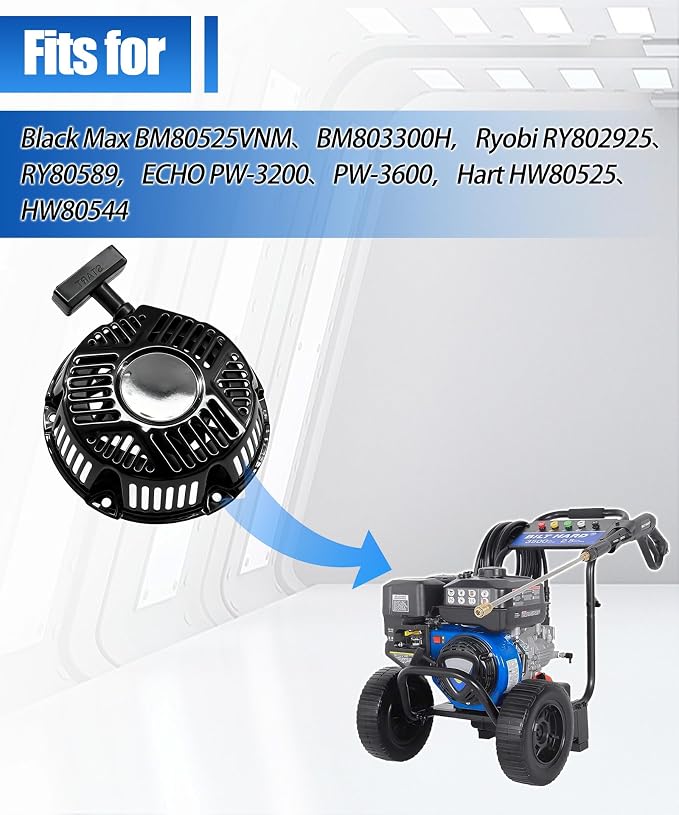 Recoil Pull Start Assembly Fits for Black Max Ryobi Echo Hart Ducar ToolTuff 212cc Engine 2500 2900 3100 3300 3200 3600 PSI Pressure Washer