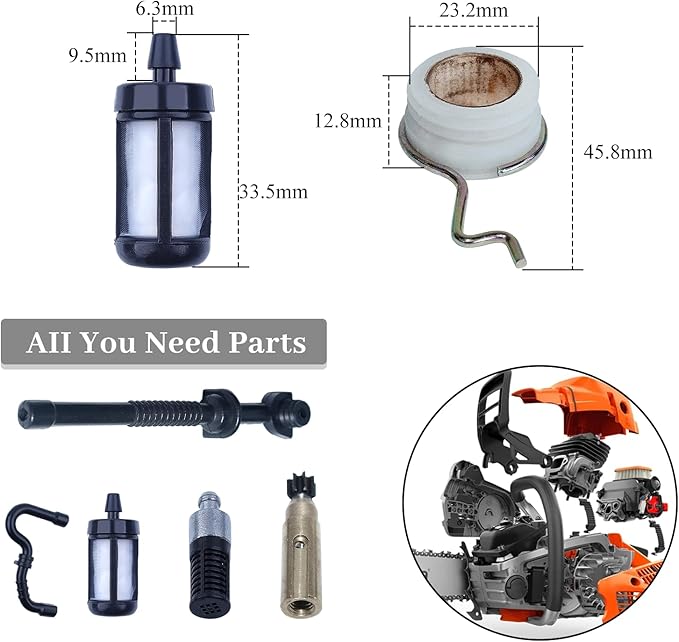 Oil Pump Worm Gear Oil Line Filter Fuel Line Filters For Stihl 017 018 MS180 MS170 MS 170 180 Chainsaw Replacement Spare Parts