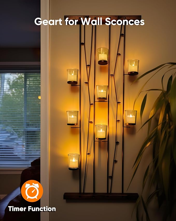 Homemory 12Pack Timer Flameless LED Votive Candles, Long Lasting Battery Operated Tea Light with Timers, 6 Hours On and 18 Hours Off Cycle Automatically for Wedding,Table Decorations (Ivory Base)