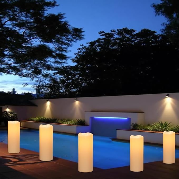 Large Solar Powered Candles, Outdoor Rechargeable Flameless Candles, Waterproof LED Light Candles Flickering for Lantern Garden Camping Patio Home Decor Dusk to Dawn 2 PCS 4" x10"