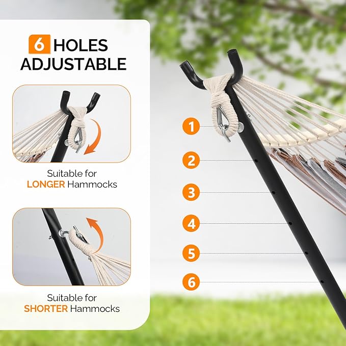 ONCLOUD 9ft Steel Hammock Stand w/Built-in Wheel, Portable Hammock Stand for Outside, Heavy-Duty Hammock Stand Only for Yard or Indoor with Carrying Case, Easy to Remove, 550 LBS (Black w/Wheel)