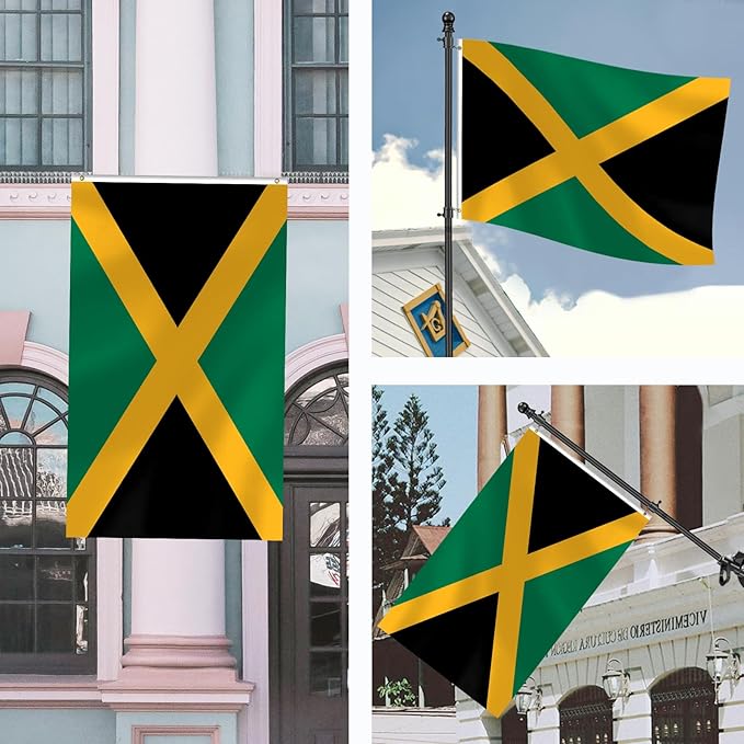 Jamaican Flag 3x5 FT Heavy Duty Jamaica Flag Double Stitched Vivid Color Fade Proof Outdoor Decor With Brass Grommets(Jamaica)