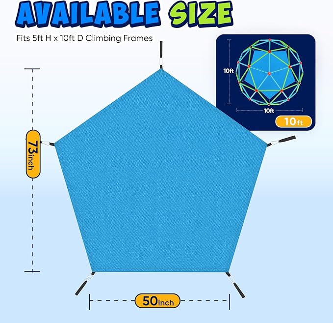 Zupapa Dome Climber Hammock, Climbing Dome Hammock Fit for 10FT Jungle Gym, Interesting Dome Climber Accessories for Kids, Holds 350 lbs, (Hammock Only)