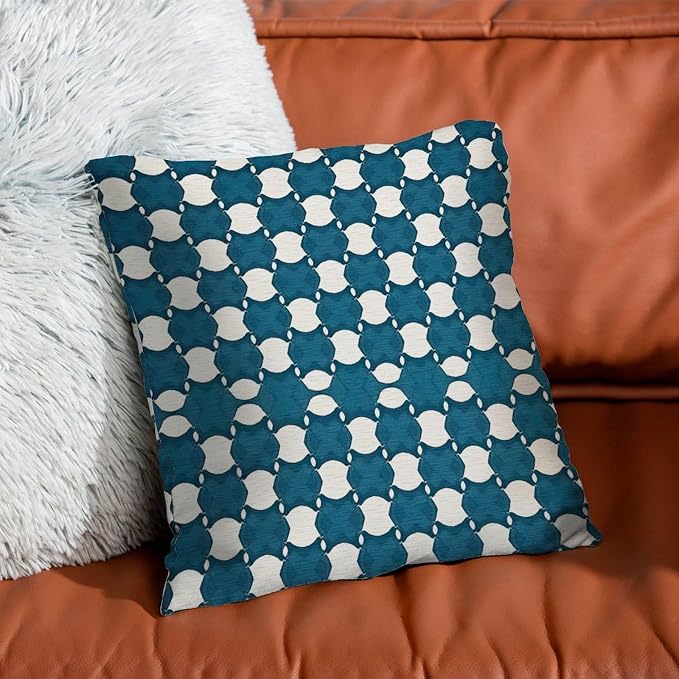 Blue Geometric Cushion Cases Blue and White Trellis Throw Pillow Cover Classic Outdoor Waterproof Decorative Pillow Cover for Couch Sofa Bedroom Car 20x20 in