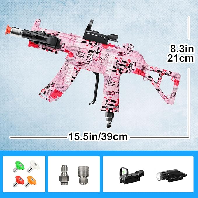 MP5S Pressure Washer Gun with Swivel - 3000 PSI High Pressure Spray Gun with 3/8" Quick Connect Plug Inlet, Foam Cannon Compatible Power Washer Handle for Car, Home & Outdoor Cleaning (Pink)
