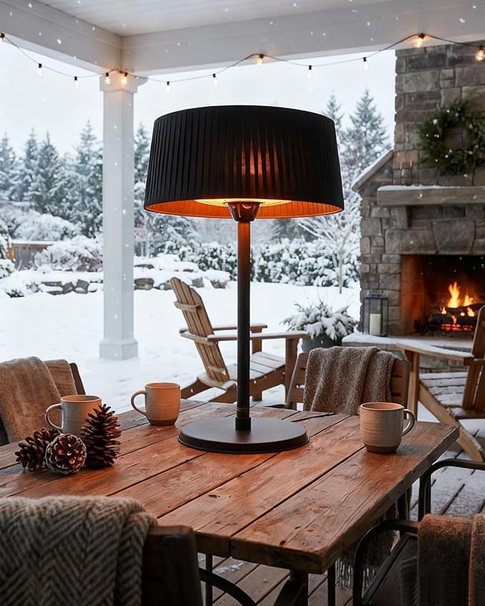 Electric Outdoor Heater for Patio, 1500W Infrared Heater for Indoor & Outdoor, IP55 Waterproof, Fast Heating, Tip-Over Protection, Perfect for Garden, Balcony, Garage (black, tabletop)