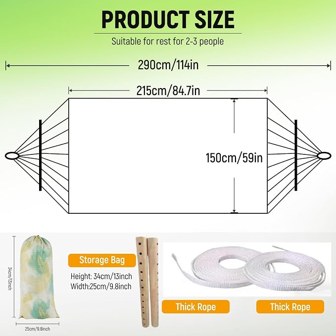 Portable Hammock,Bohemian Hammock,Rope Hammock,Suitable,Yard, Beach, Backyard,Garden (Green, 79 * 59)