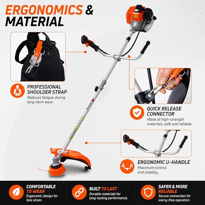 52cc Gas Weed Eater - Heavy Duty Weed Wacker Gas Powered & Brush Cutter 3-in-1-18" Gas String Trimmer for Lawn Care - (3 in 1)