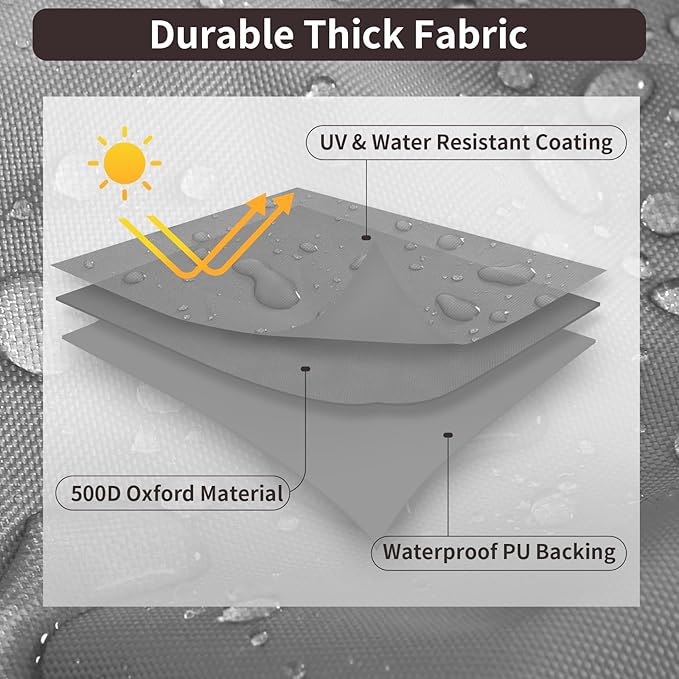 PureFit Outdoor Sectional Sofa Cover Waterproof Curved Patio Furniture Covers for Deck, Lawn and Backyard, 120Lx36Dx38Hx82FL, Grey