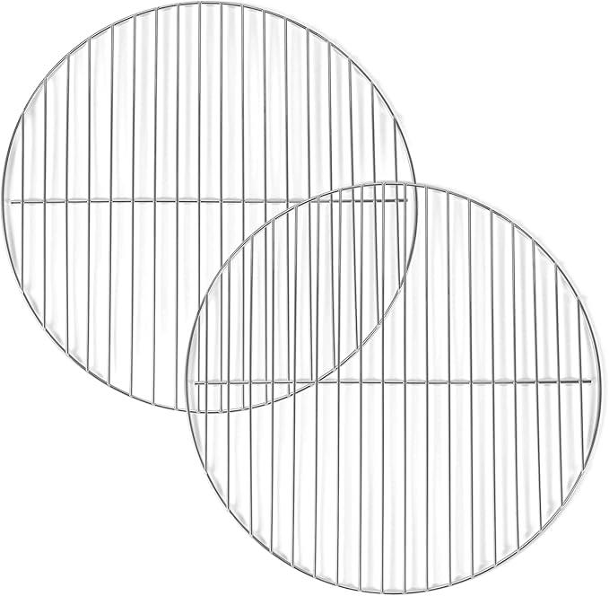 Amazon Basics Replacement Cooking Grate for 16 Inch Charcoal Grill, Round Chromed Iron Steel Grilling Rack Grid, 14.7 inch, 2-Pack, Silver