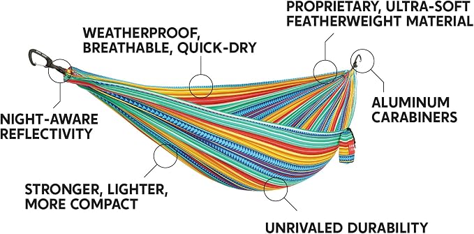 Grand Trunk Double Deluxe Camping Hammock, 11 ft, 500 lb, Lightweight, Cabo