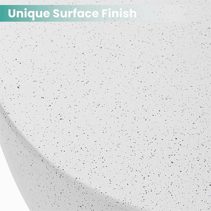 SUNBURY Outdoor Concrete Side Table, 19" H Outdoor End Tables Cement Accent Table Hourglass Shaped, Lightweight Modern Small Garden Stool, Decorative Garden Stool for Patio, Backyard, Ink Spot White