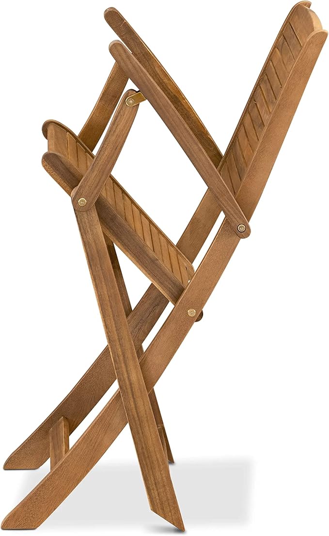 East West Furniture DIHD5CANA 5 Piece Outdoor Patio Dining Sets Consist of an Oval Acacia Wood Table and 4 Folding Arm Chairs, 36x60 Inch, Natural Oil