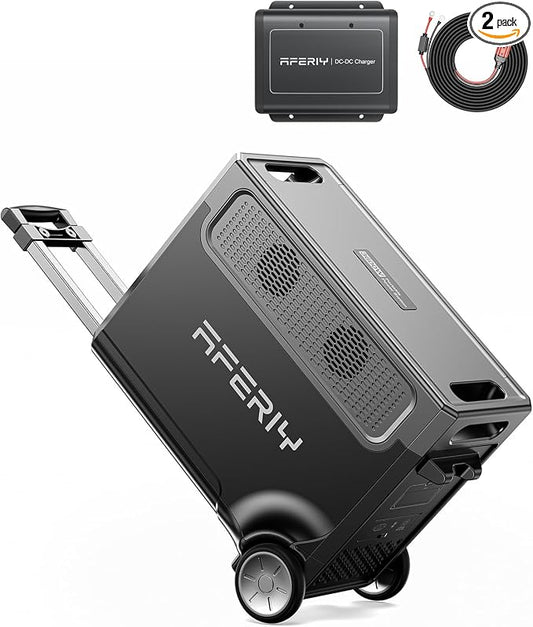 AFERIY 3840Wh 3600W Portable Power Station + DC600 580W Alternator Charger, Solar Generator Bundle for Home Backup, Camping, RV Trips (Items Shipped Separately)