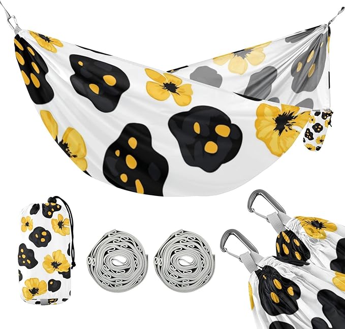 Leopard Skin Spot Leaves Floral 330lb Capacity Camping Hammocks with Hanging Rope Cloth Hammock for Indoor Outdoor Patio hamacas para adultos