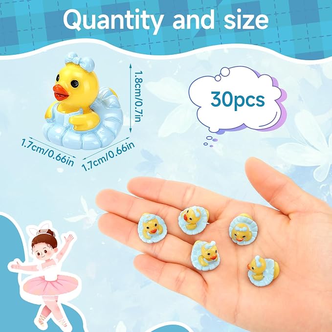 30 Pcs Ballet Ducks, Mini Ballet Resin Ducks Bulk, Fun Printed Toy Figures for Birthday Party Favors, Themed Decor, Kids Gift Collection (Blue Ballet Dancer)