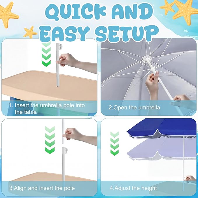 Dansydaisy Beach Umbrella for Water Table, Picnic Table Shade, 47 Inch Replacement Portable Outdoor Umbrella, UV Protection for Sand Play Camping Patio Garden, Tables Not Included