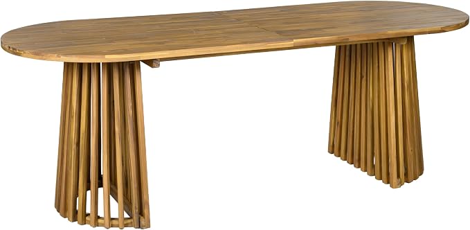 Christopher Knight Home Farley Acacia Wood Outdoor Dining Set for 6, 7 Piece Patio Dining Table and Chair Set, Faux Rattan Outdoor Dining Chair and Table Set, Teak+Brown