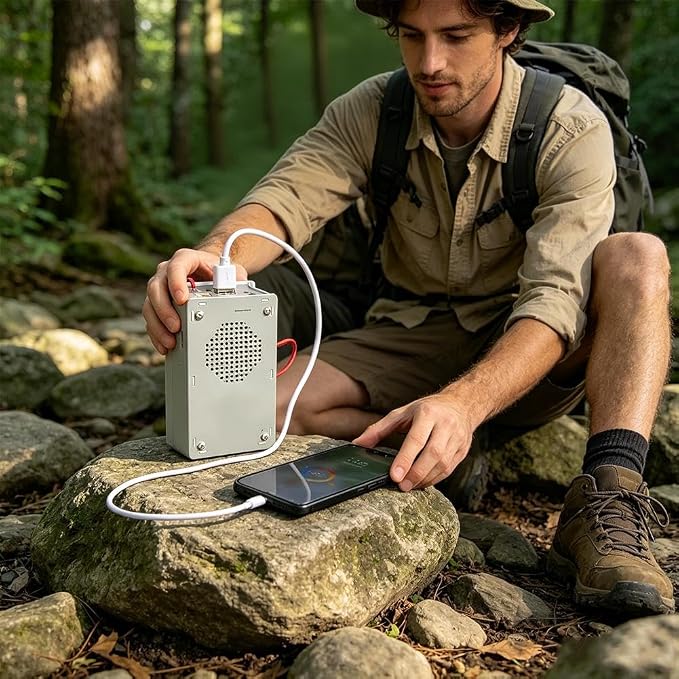 Hand Crank Generator Mini Portable Emergency Power Supply, Plasma Lighter, Flashlight, FM Radio, Emergency Power Bank, Portable Aluminum Alloy Survival Gear