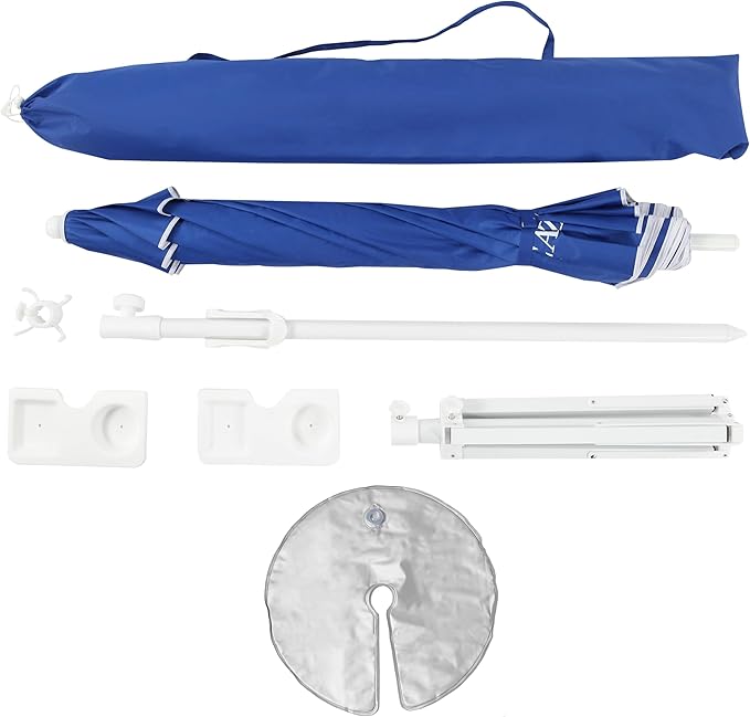 Seazul 6.5ft Sun Shade Umbrella, Portable Umbrella with Stand for Sports, Water Weight Bag, Adjustable and Lightweight, Sun Protection, Royal Blue