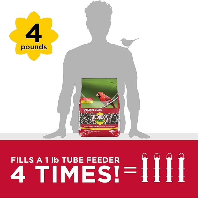 Audubon Park Cardinal Blend Wild Bird Food,Cardinal Bird Seed for Outside Feeders,4-Pound Bag,(Pack of 2)