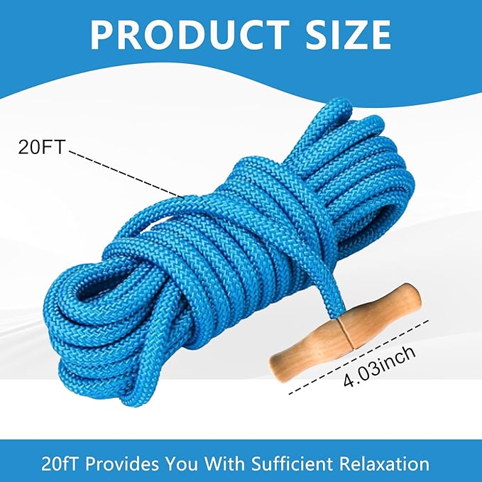 PR-20 Tree Pruner Rope Replacement Kit (20ft) Compatible with Jameson Fiscar Big Mouth Manual Pole Saw & Tree Pruner - Wooden Handle, Diameter Rope - Tree Trimmers Long Handle Pruner