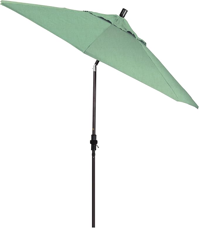 California Umbrella 9' Round Aluminum Pole Fiberglass Rib Market Umbrella, Crank Lift, Collar Tilt, Bronze Pole