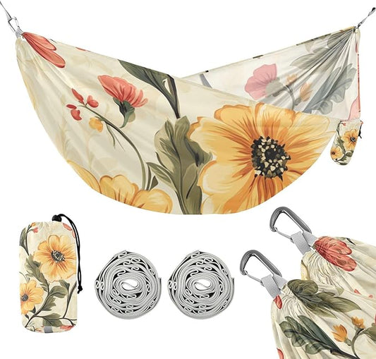 Vintage Flower Camping Hammocks Rope Hammock for Patio Backyard Lounge Base